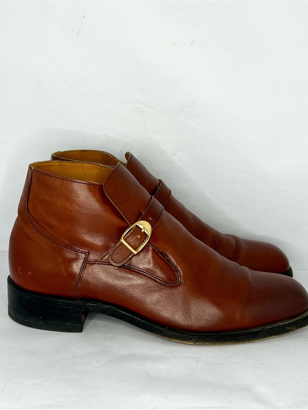 Vintage Hanover Monk Strap Chukka Boots Mens 9 D/B Brown Leather Buckle USA